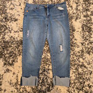 Lola Jeans Women’s Distressed Mid-Rise Slim Boyfriend Jeans | Size 18 | Medium